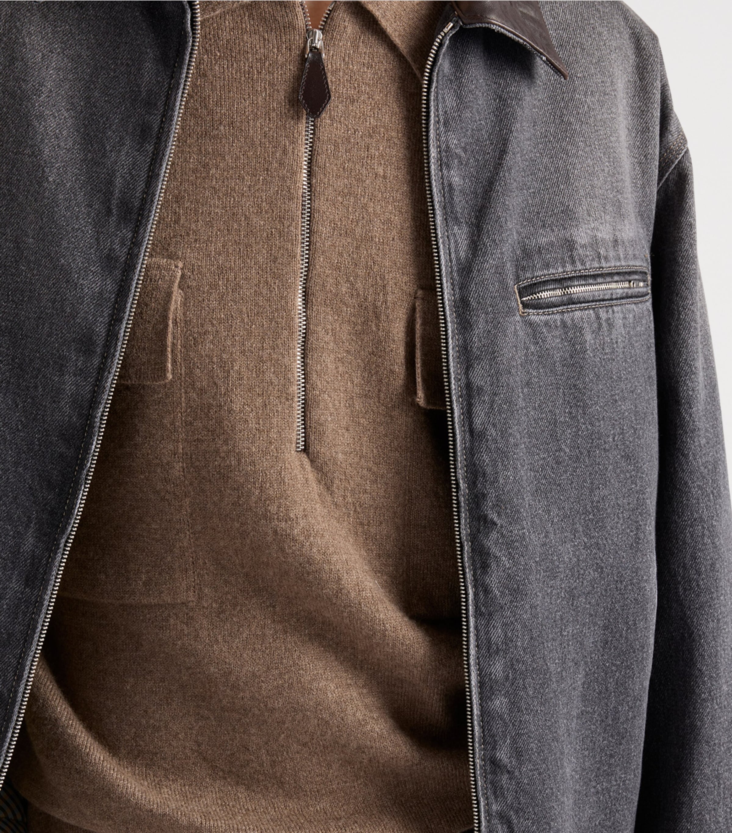 Prada Mens Cashmere Half-Zip Sweater Brown Image 3