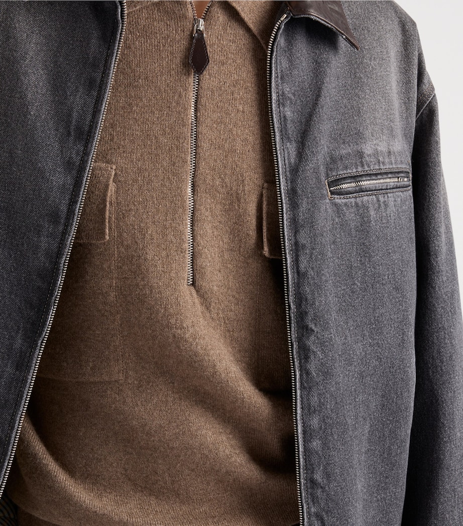 Prada Mens Cashmere Half-Zip Sweater Brown Image 3