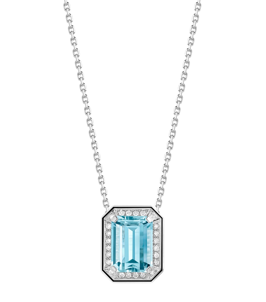 White Gold, Diamond and Aquamarine Vendôme Liseré Pendant Necklace AQUAMARINE Image 2