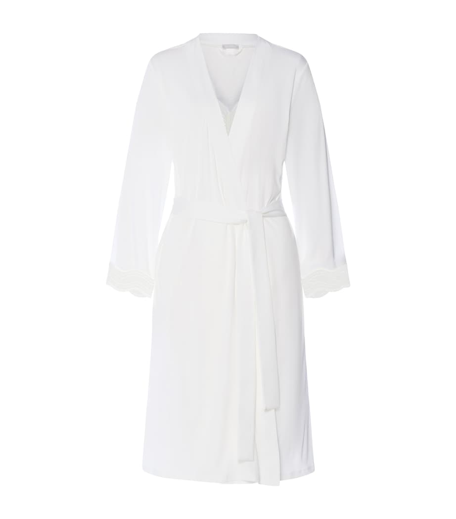 Hanro Womens Modal Lace-Trim Robe Off White Image 1