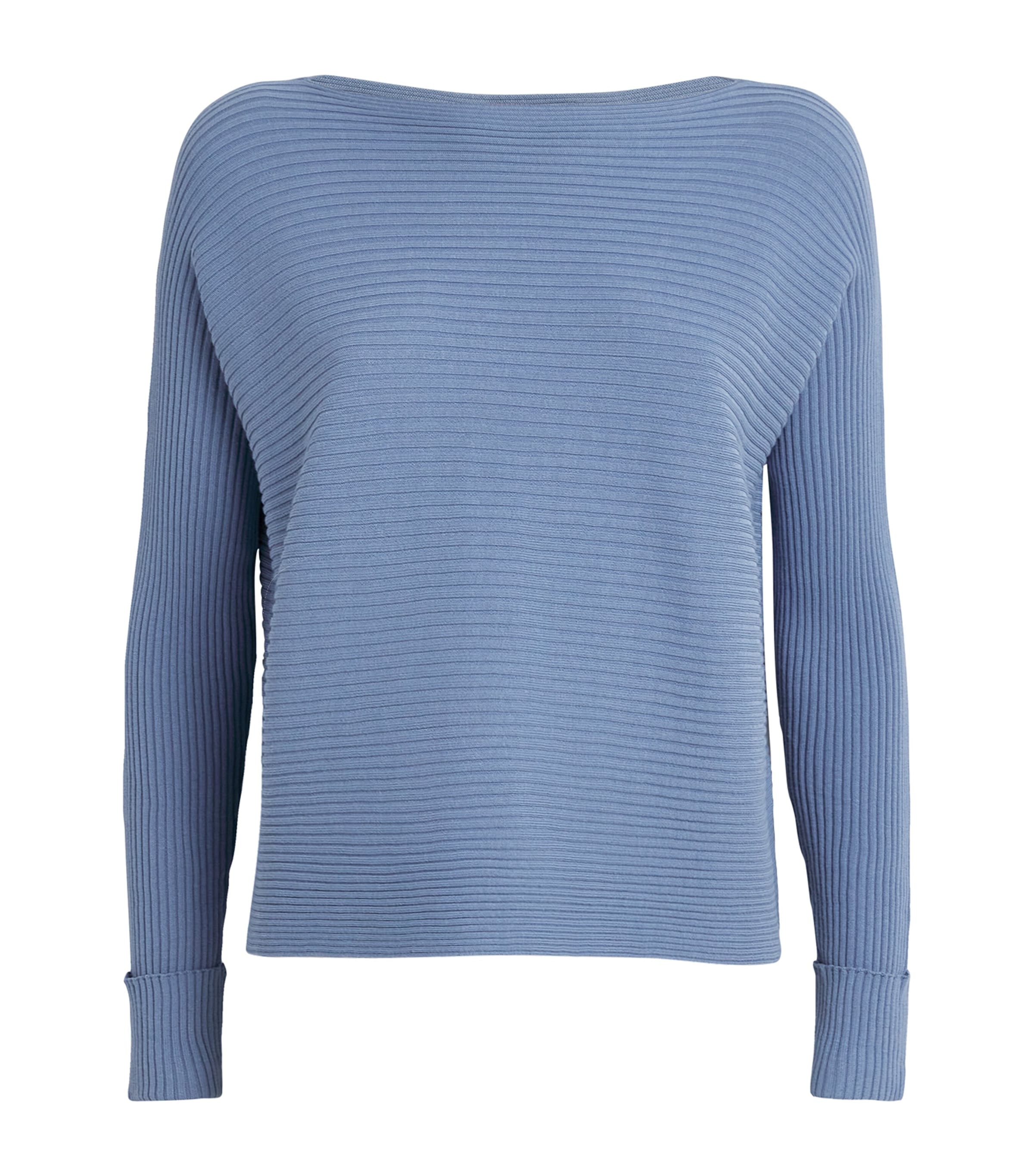 Max & Co Ribbed Boat-neck Sweater In Blue