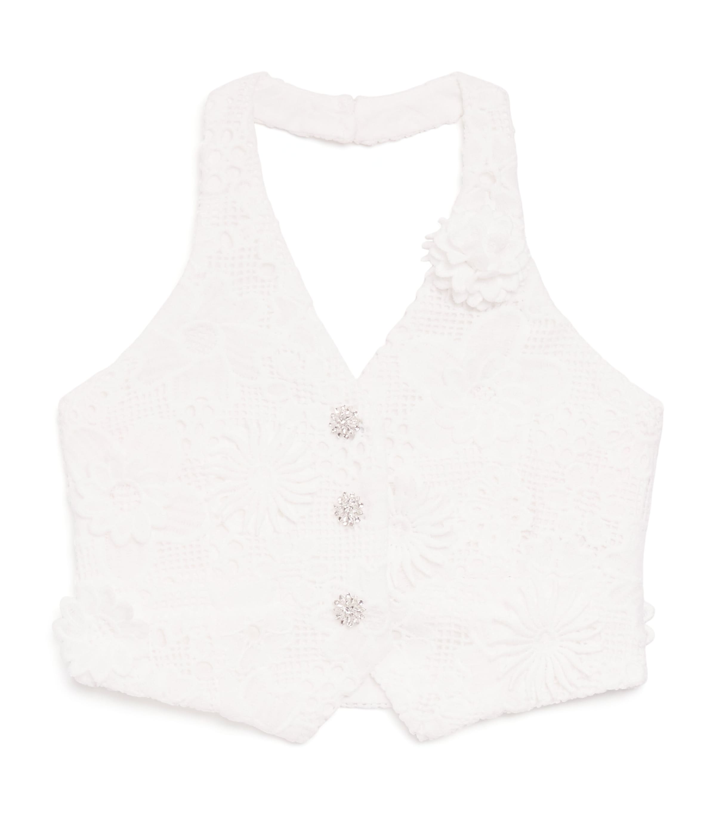 Marlo Kids' Crocheted Lucinda Halterneck Top In White