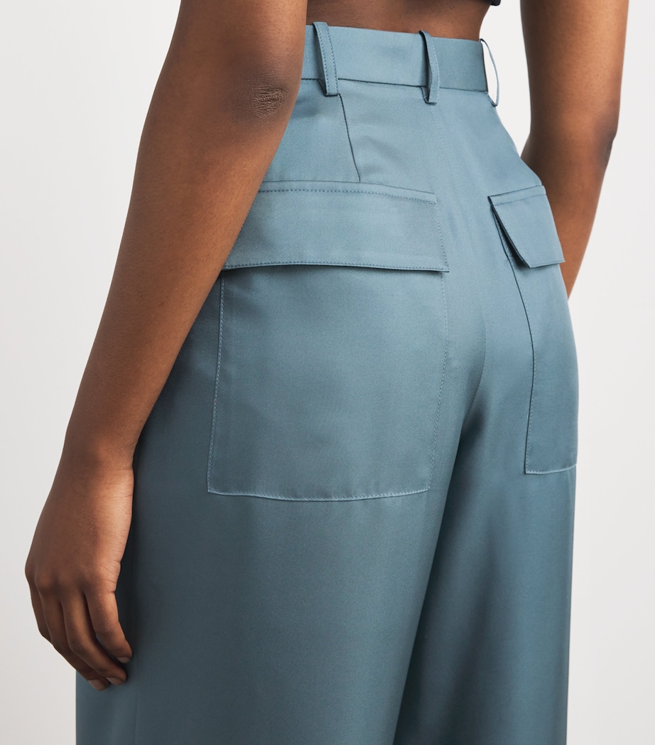 Organic Silk Wide-Leg Trousers 409 SLATE Image 6