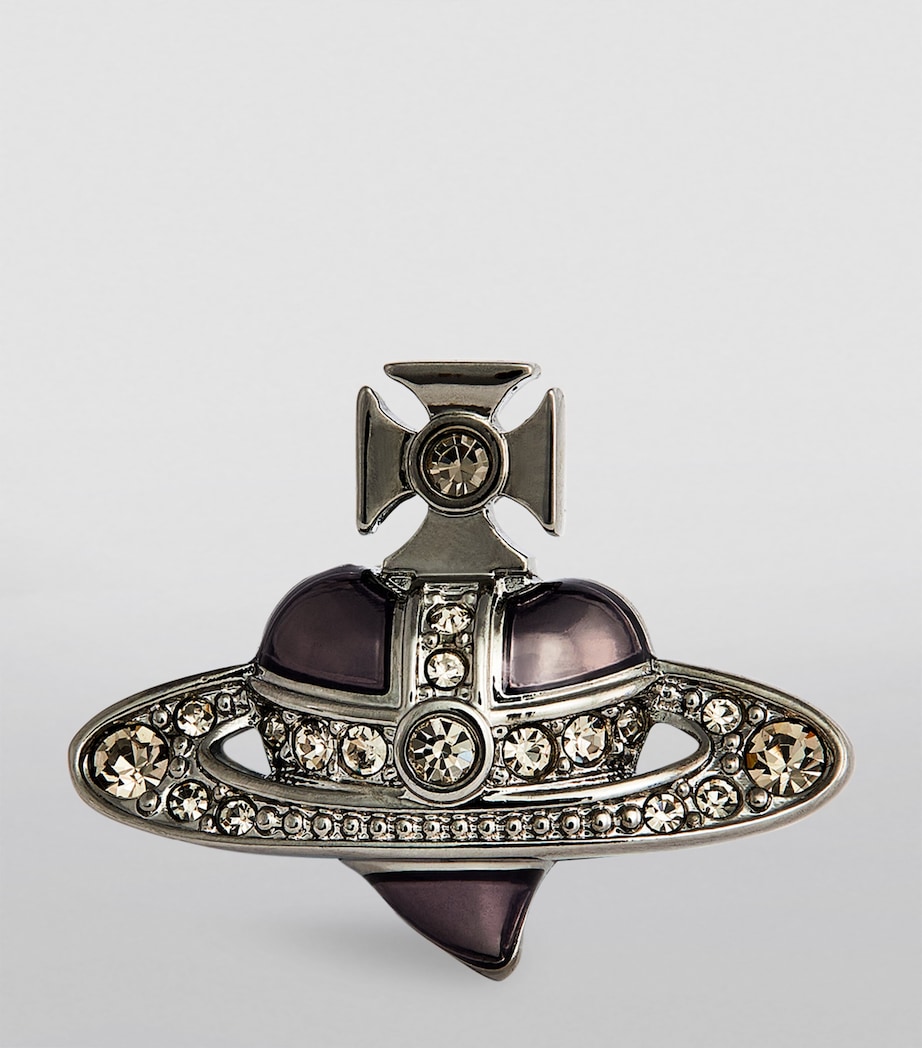 Diamante Heart Single Stud Earring S322 RUTHENIUM/PLTNM Image 2