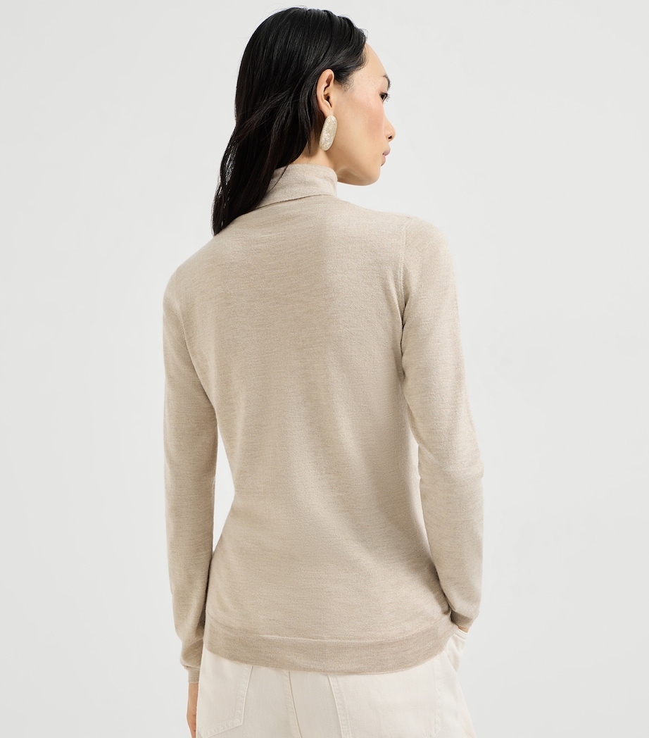 Brunello Cucinelli Womens Cashmere-Silk-Blend Rollneck Sweater Image 5
