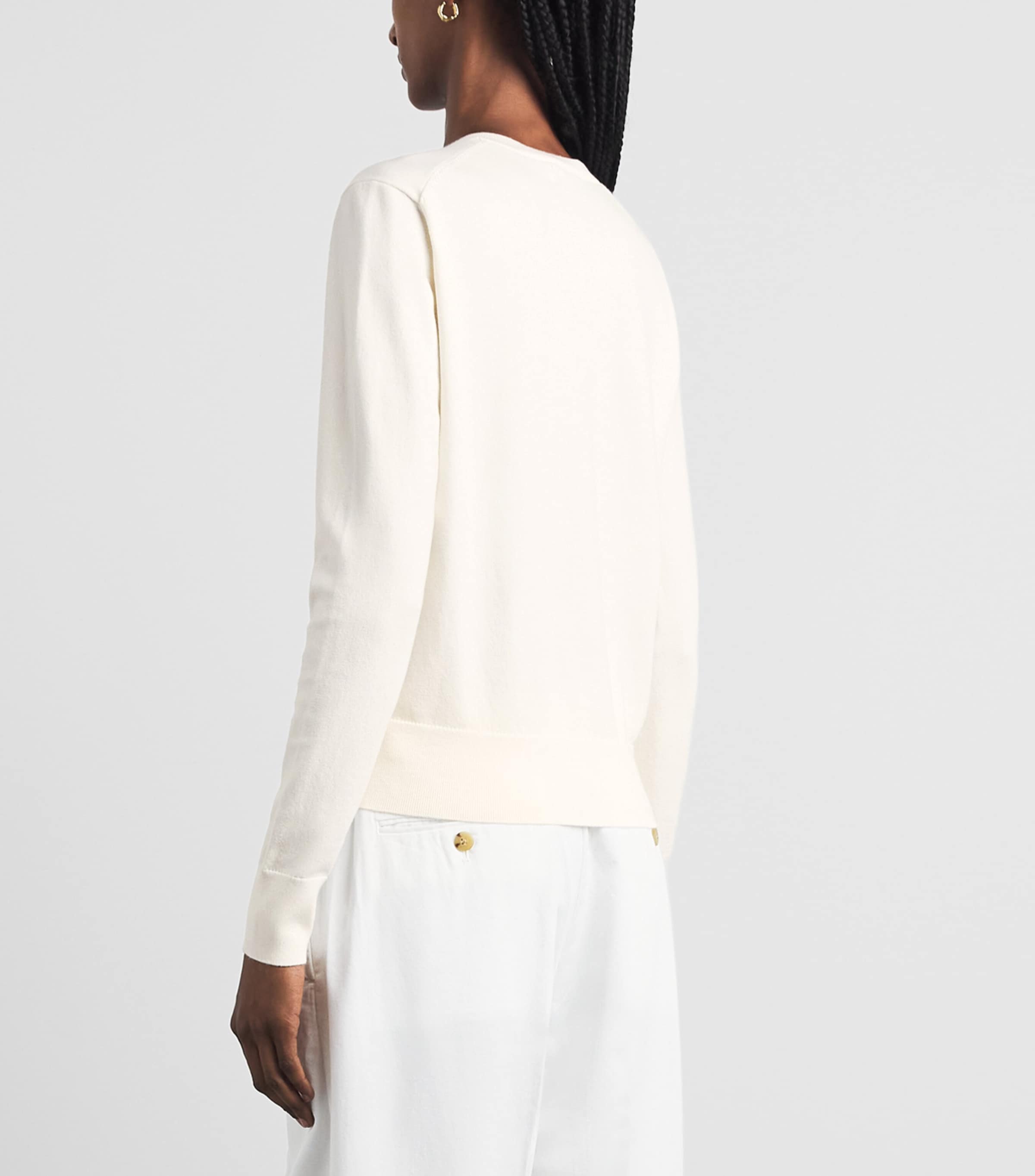 Polo Ralph Lauren Womens Pima Cotton Polo Pony Cardigan Collection Cream Image 5