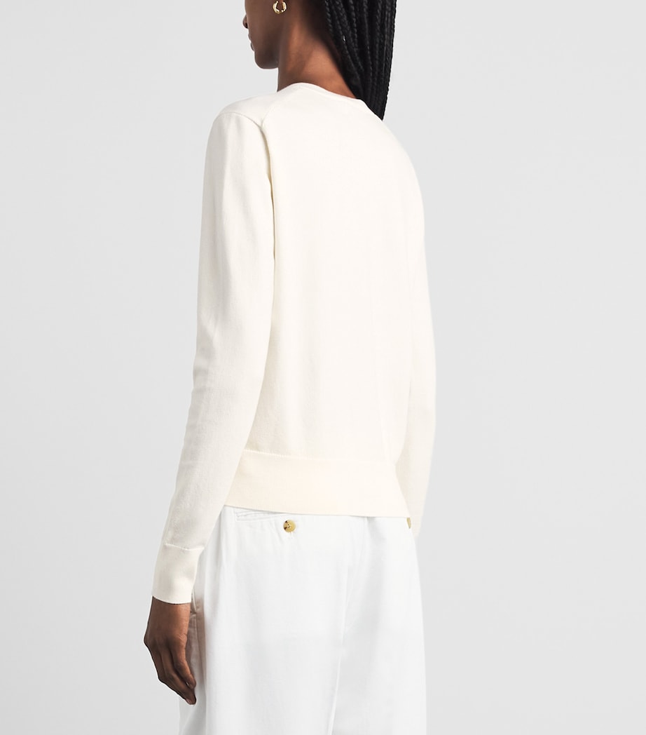 Polo Ralph Lauren Womens Pima Cotton Polo Pony Cardigan Collection Cream Image 5