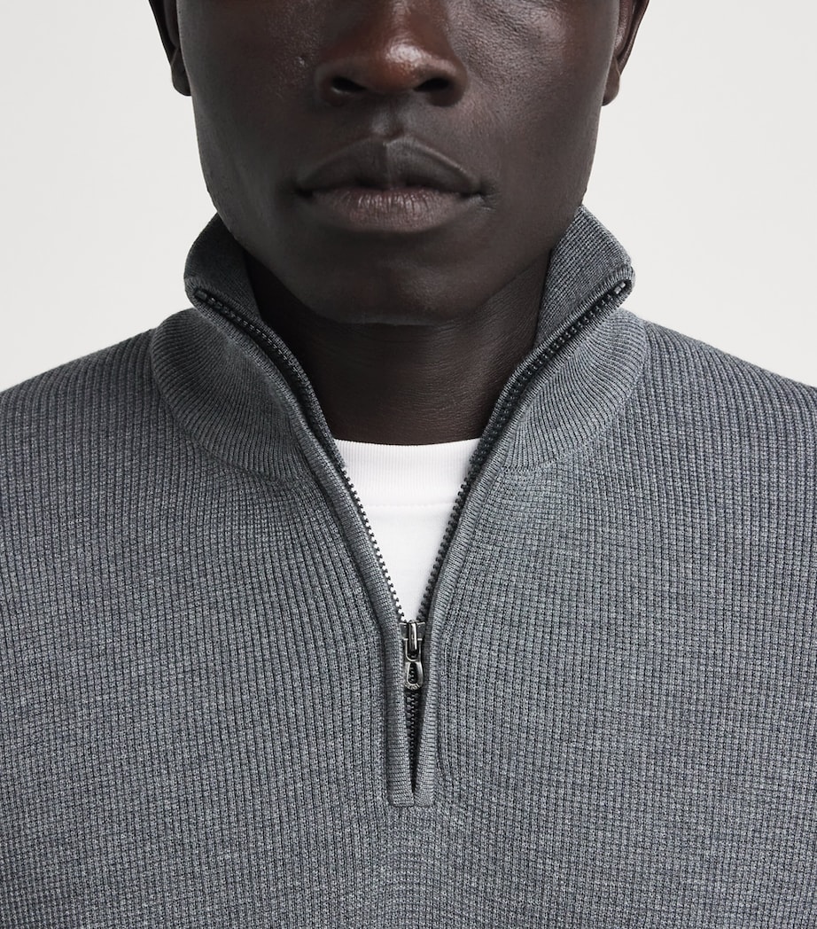 Sease Mens Wool Waffle-Knit Sweater Graphite Grey Image 3