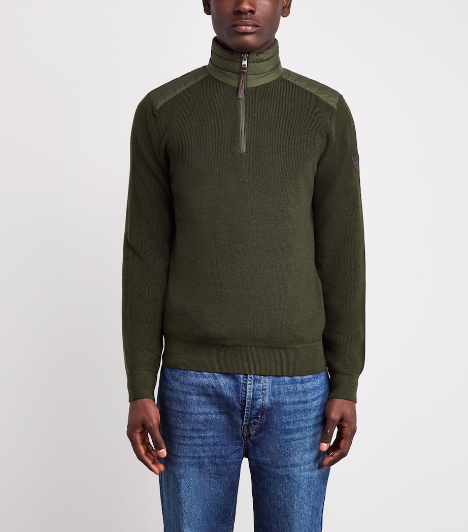 Wool Hybrid Quarter-Zip Sweater GREEN Image 3