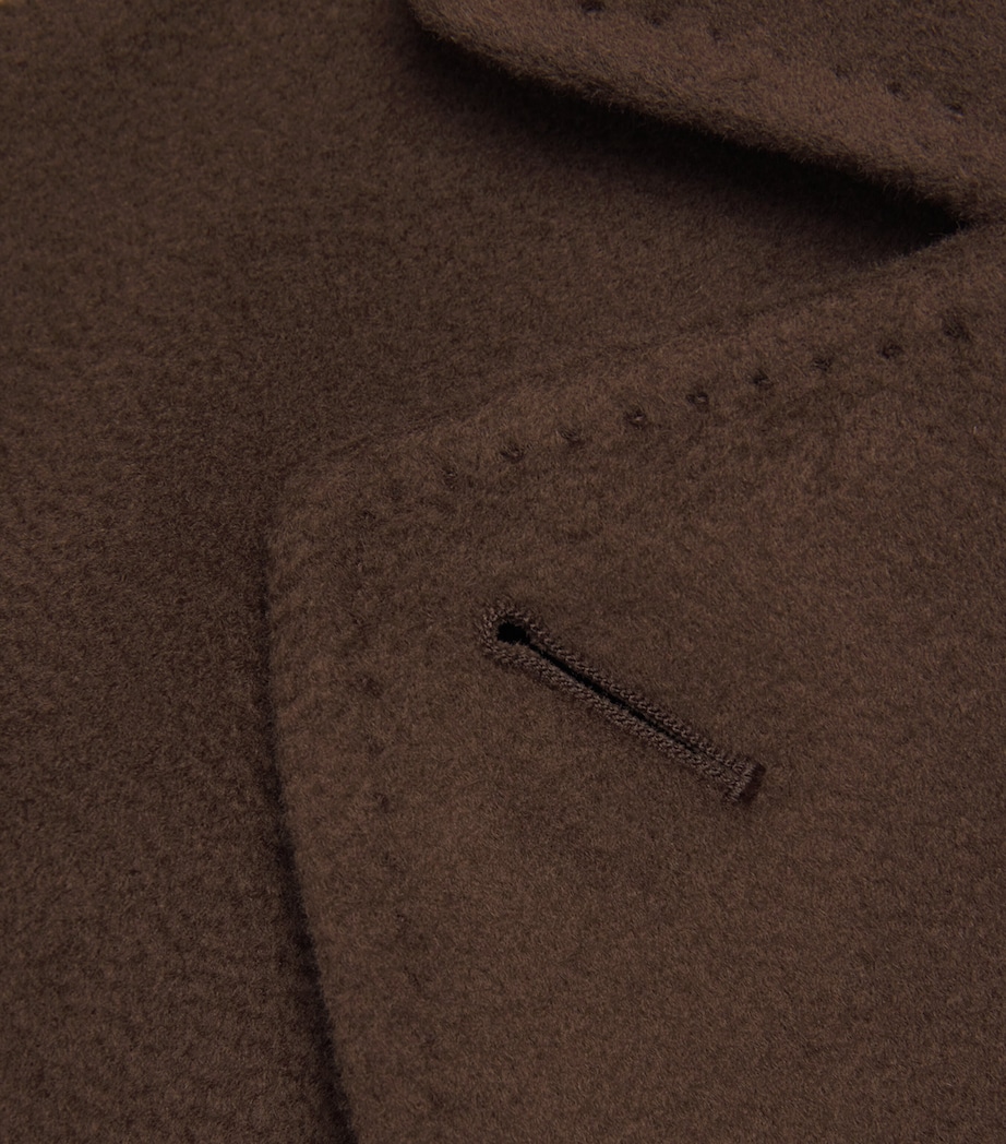Virign Wool Double-Breasted Coat CHOCOLATE Image 5