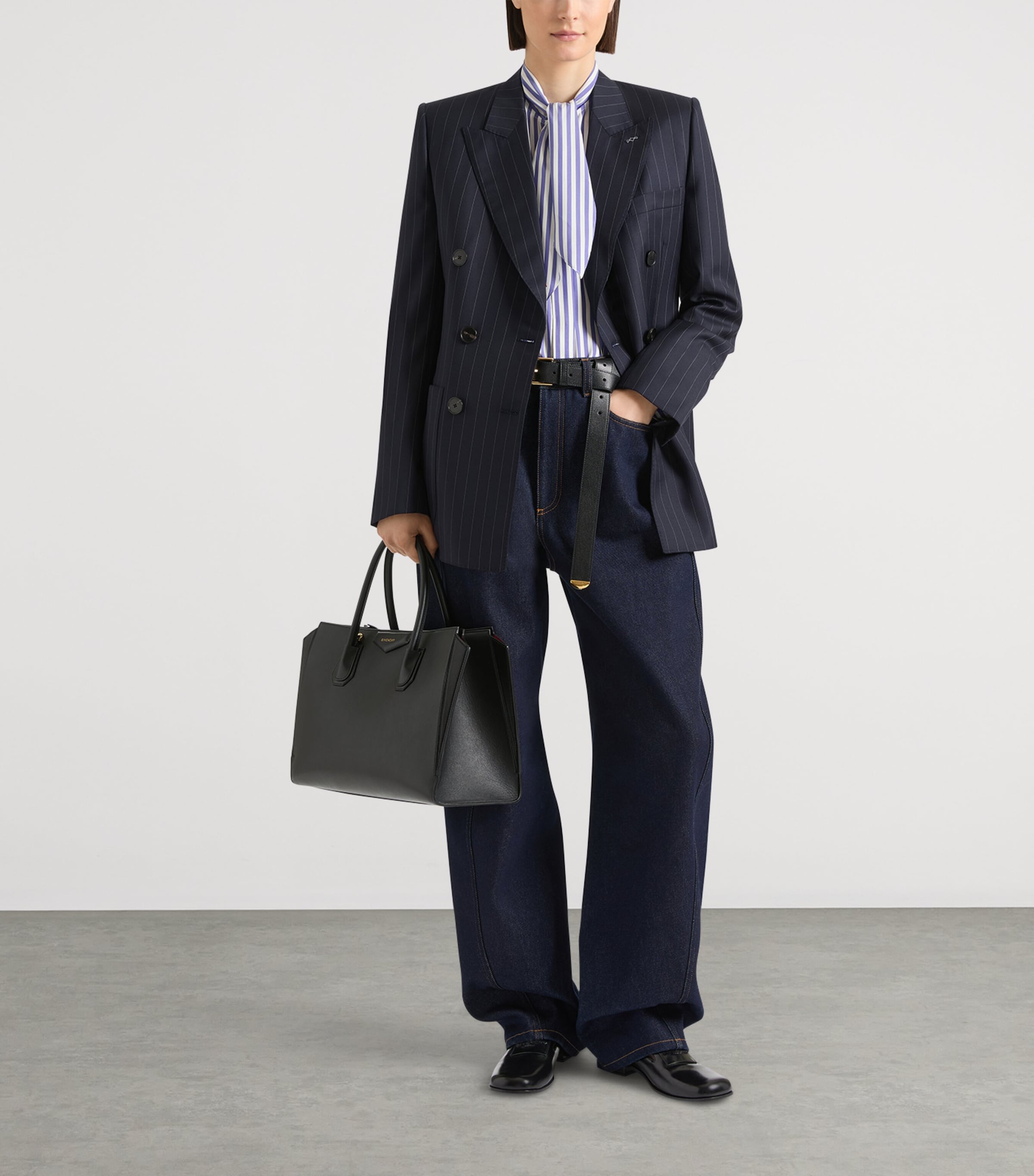 Givenchy Womens Wool Pinstripe Double-Breasted Blazer Image 4