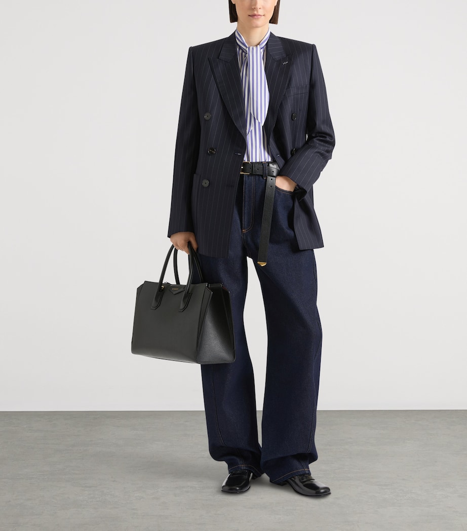 Givenchy Womens Wool Pinstripe Double-Breasted Blazer Image 4