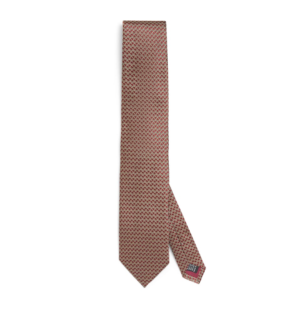 Silk Geometric Jacquard Tie 74 RED Image 1