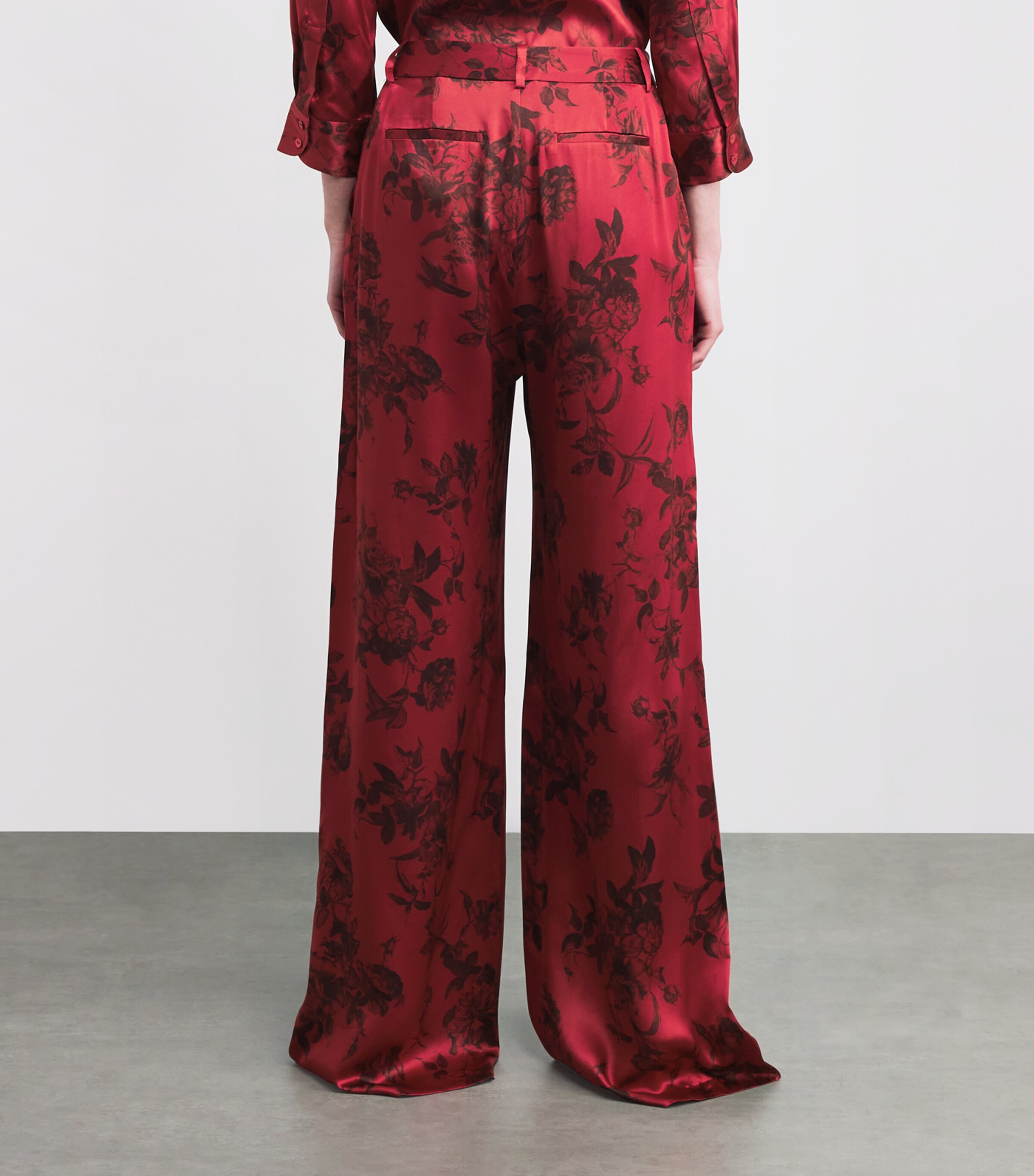 Silk Pilar Wide-Leg Trousers BRGNDY PNTRFLY FLR Image 4