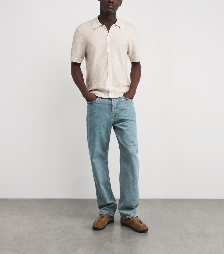 Cotton Chequerboard-Knit Shirt 5 - WHITE Image 2