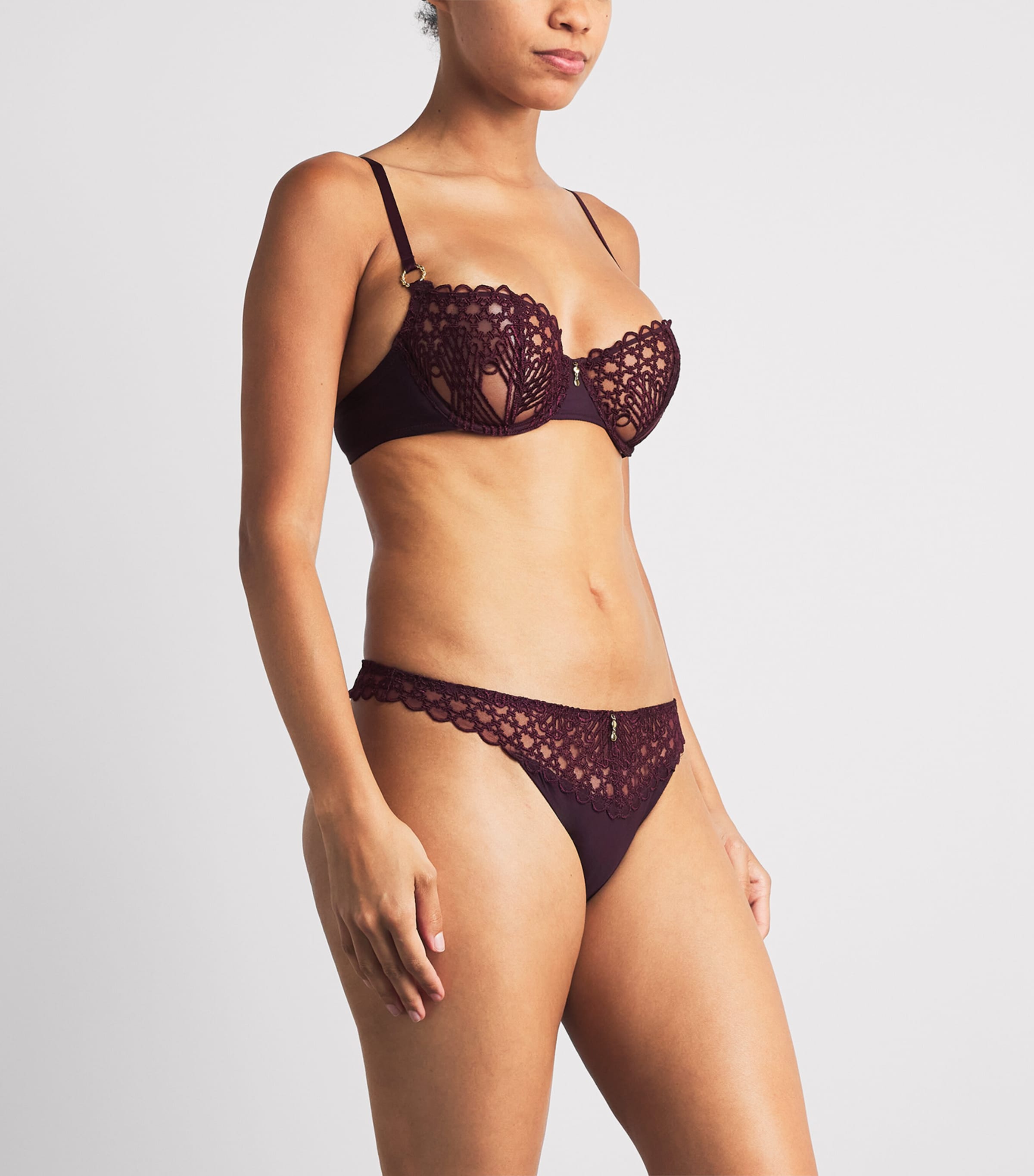 Aubade Womens Eloge du Désir Tanga Deep Berry Image 2
