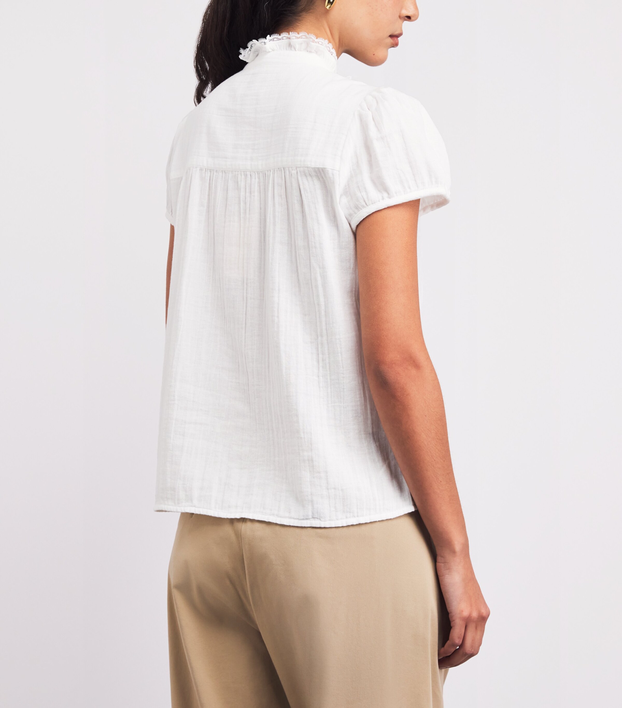 ME+EM Womens Cotton Cheesecloth Blouse Soft White Image 5