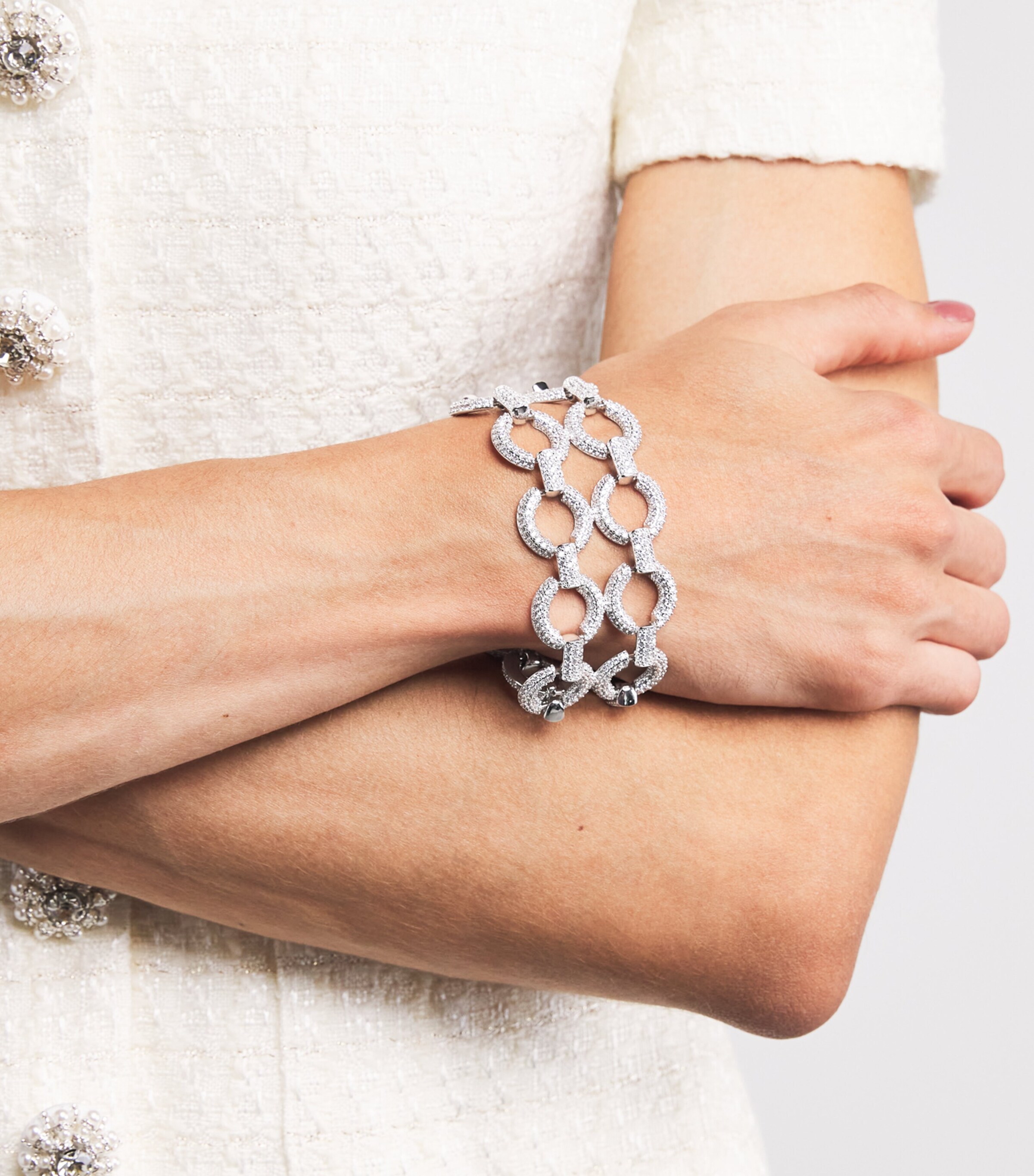 Double Crystal Link Bracelet SILVER Image 2