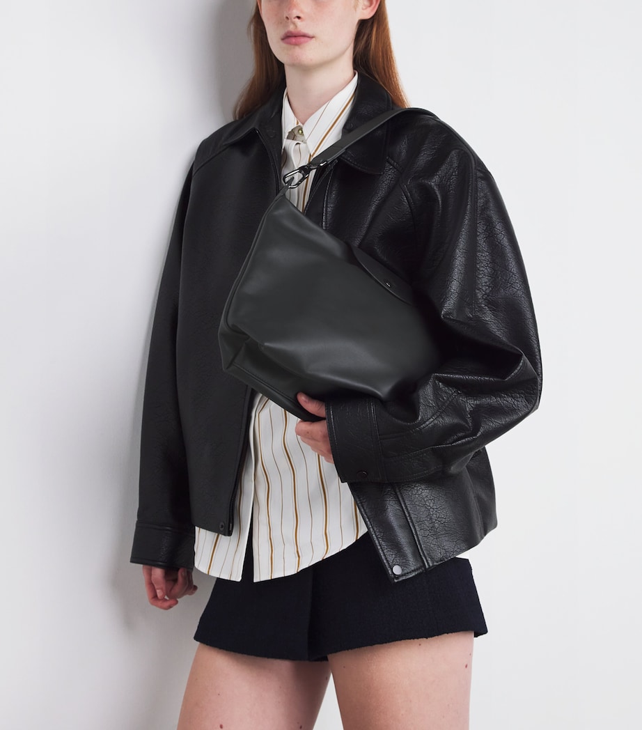 Large Leather Le Pliage Tote Bag 001 BLACK Image 2