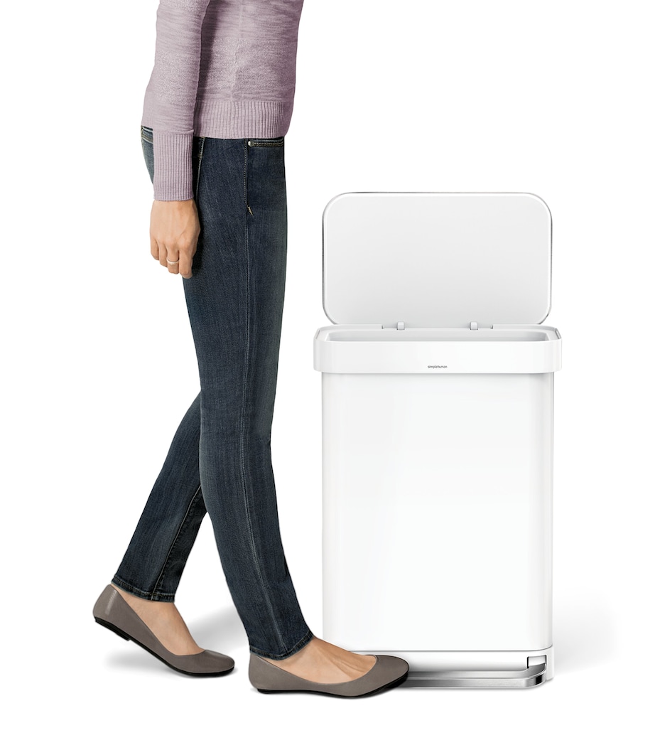 Simplehuman Rectangular Pedal Bin (55L) White Image 4