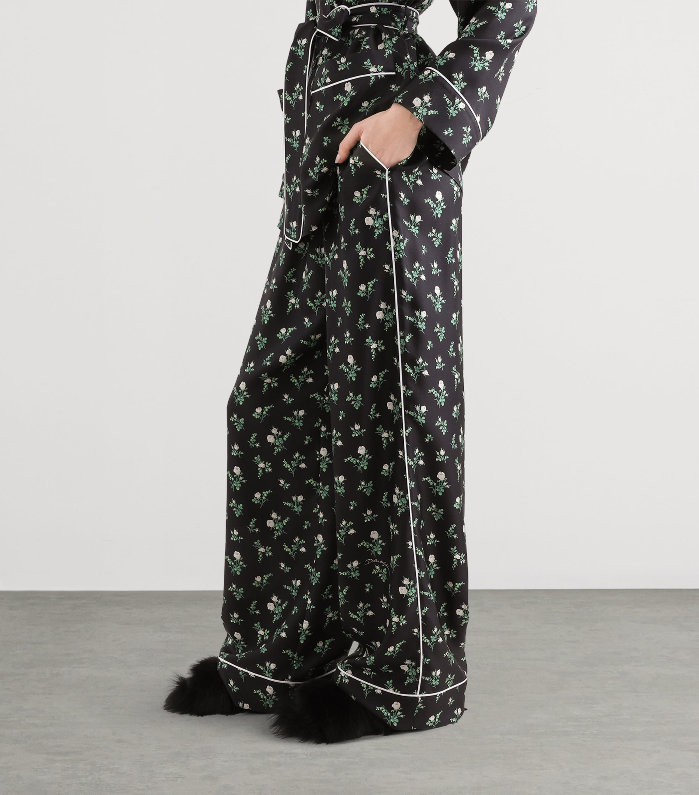 Dolce&Gabbana Womens Silk Floral Pyjama Trousers Ros/mugh Bco F Image 4