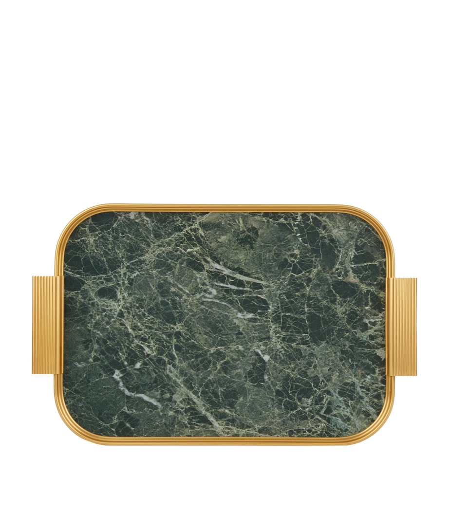 Marble Ribbed Tray (35cm) GOLD W/ONYX MARBLE Image 2
