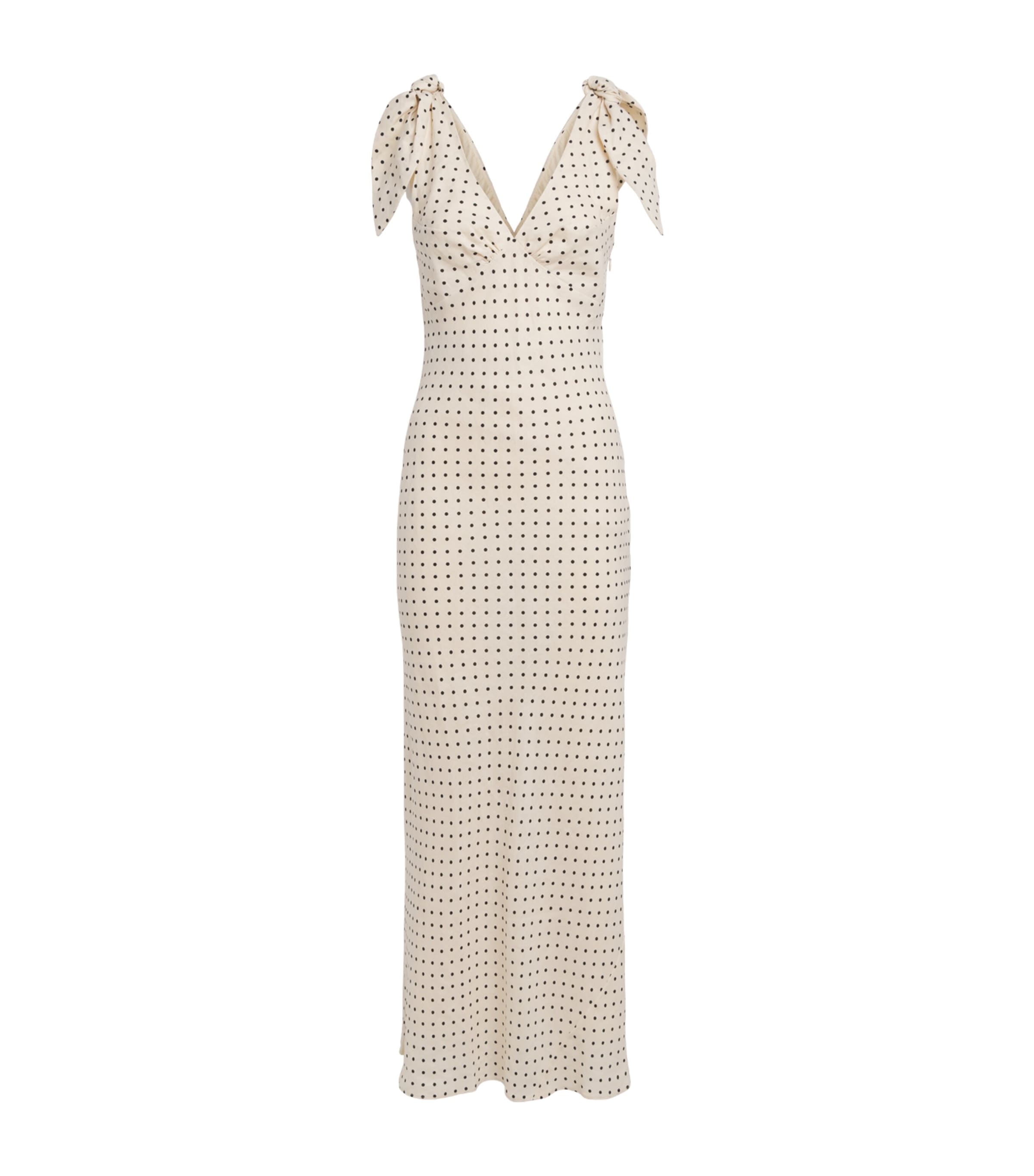 Faithfull The Brand Womens Linen Polka-Dot Solana Maxi Dress Lola Plka Dt Crm/blk Image 1