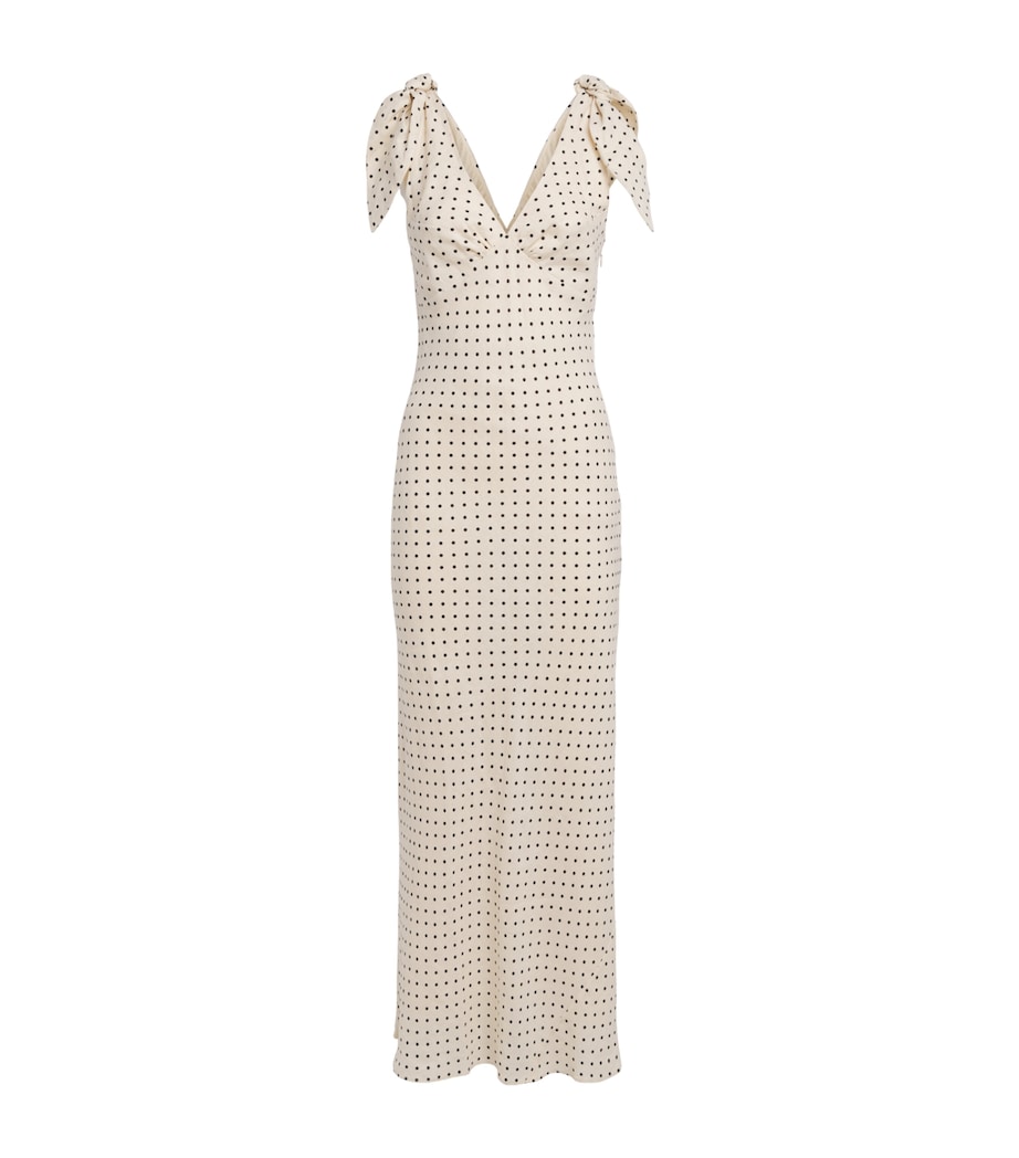 Faithfull The Brand Womens Linen Polka-Dot Solana Maxi Dress Lola Plka Dt Crm/blk Image 1