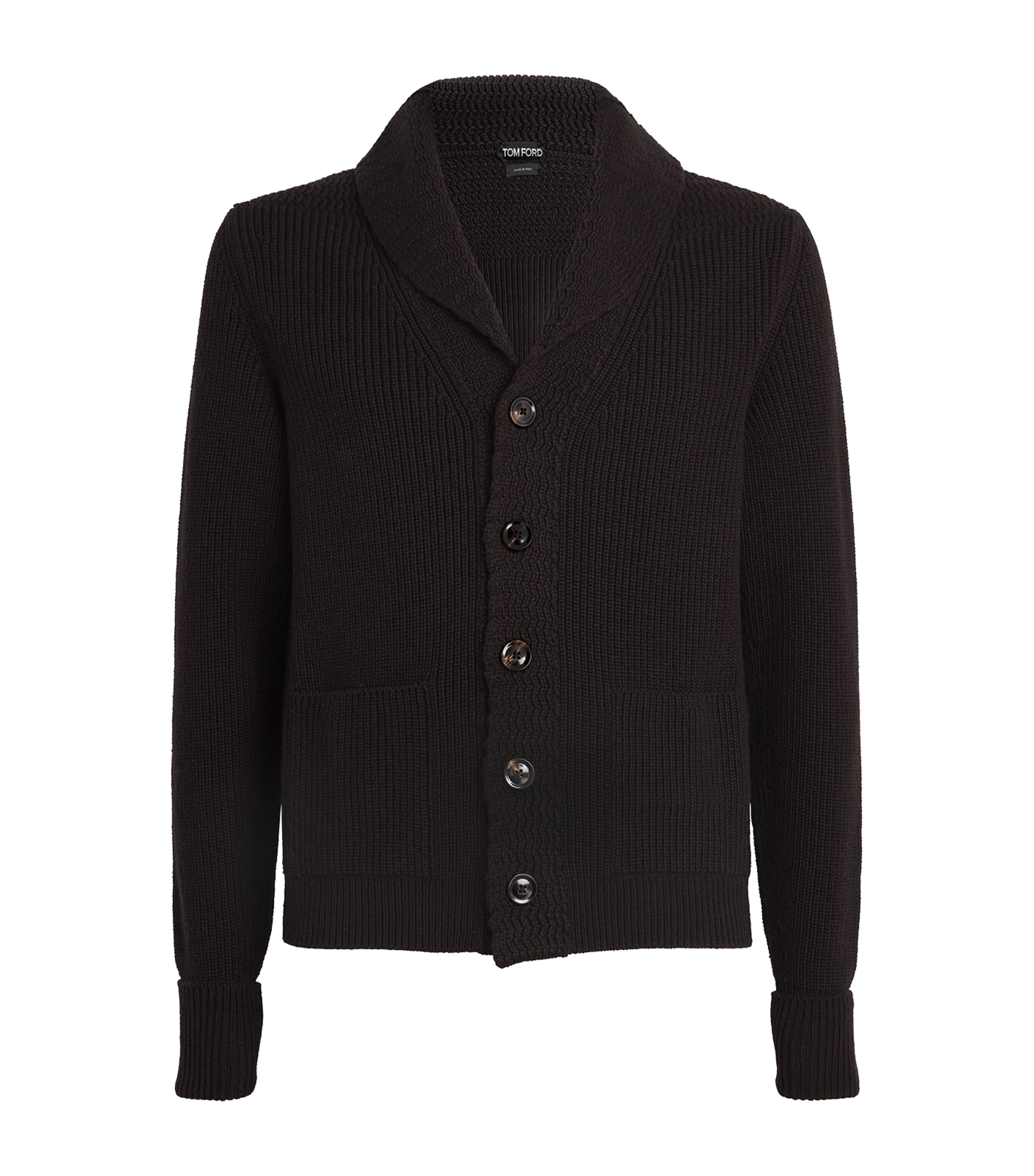 Tom Ford Cashmere Shawl Cardigan In Brown