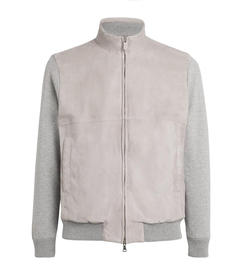 Suede Zip-Up Jacket 376BRHT WHT-MN MST Image 1