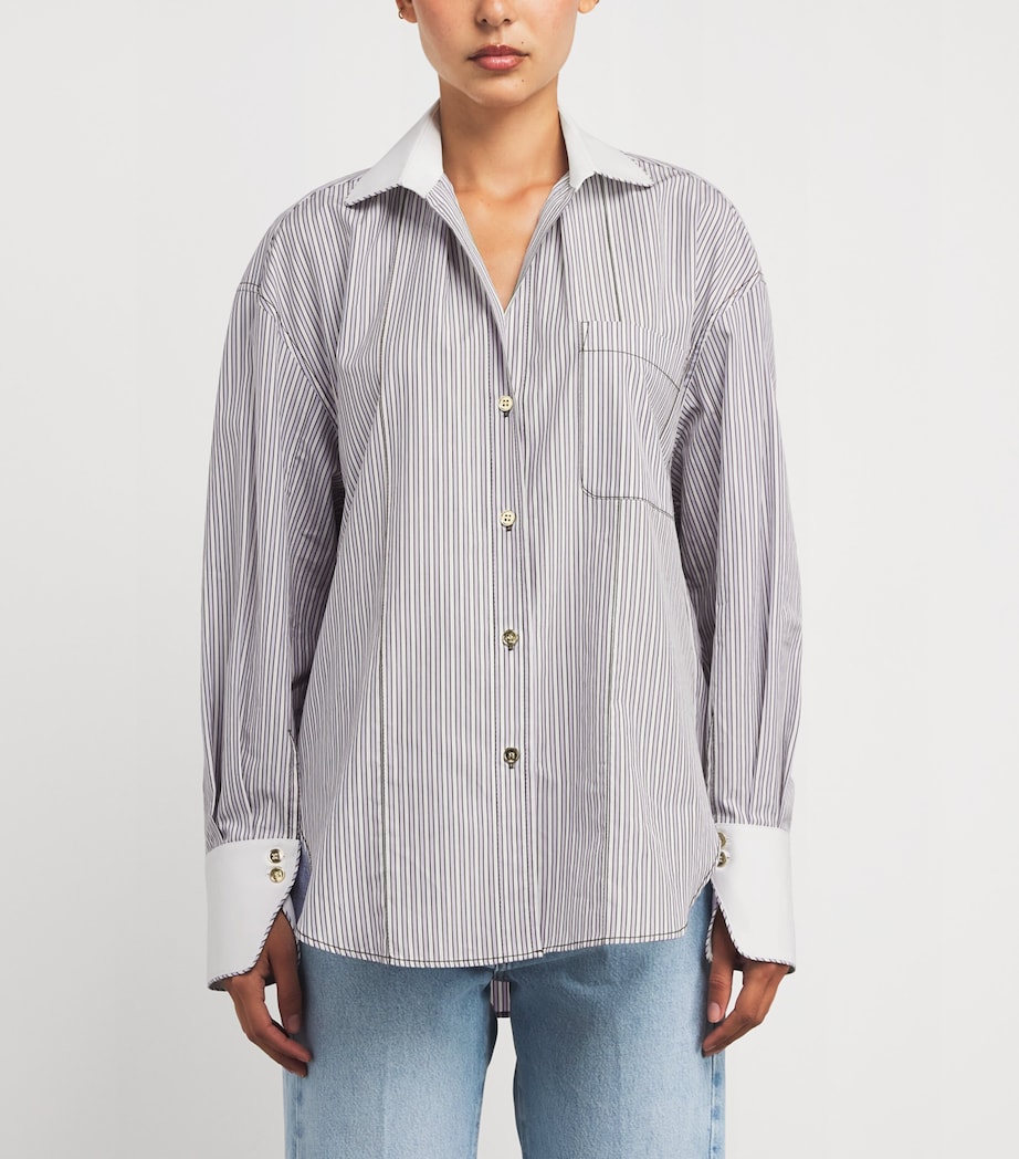 Cotton Stripe Shirt ECRU / BLEU Image 3