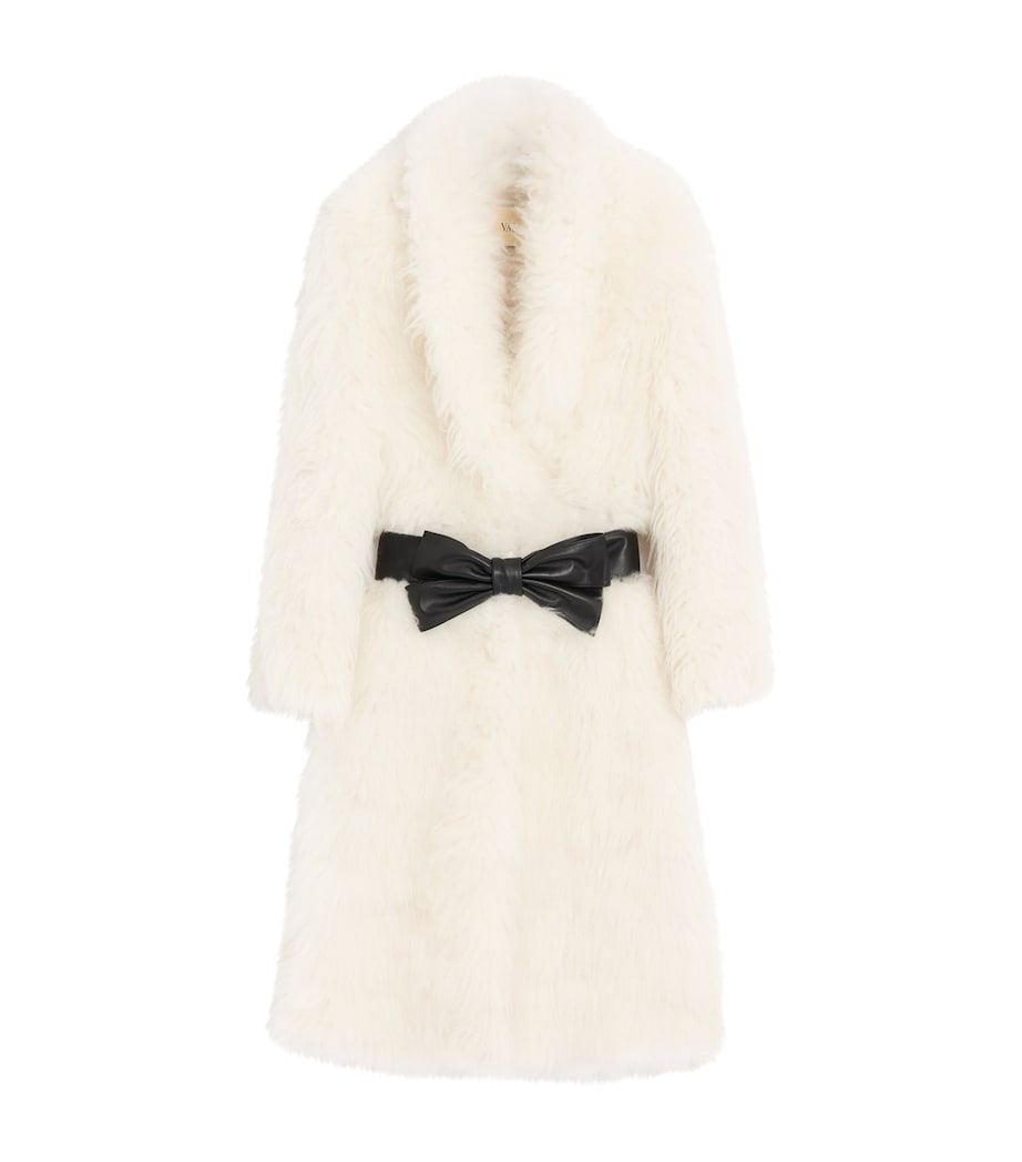 Valentino Womens Fur Bow-Belt Coat Image 1