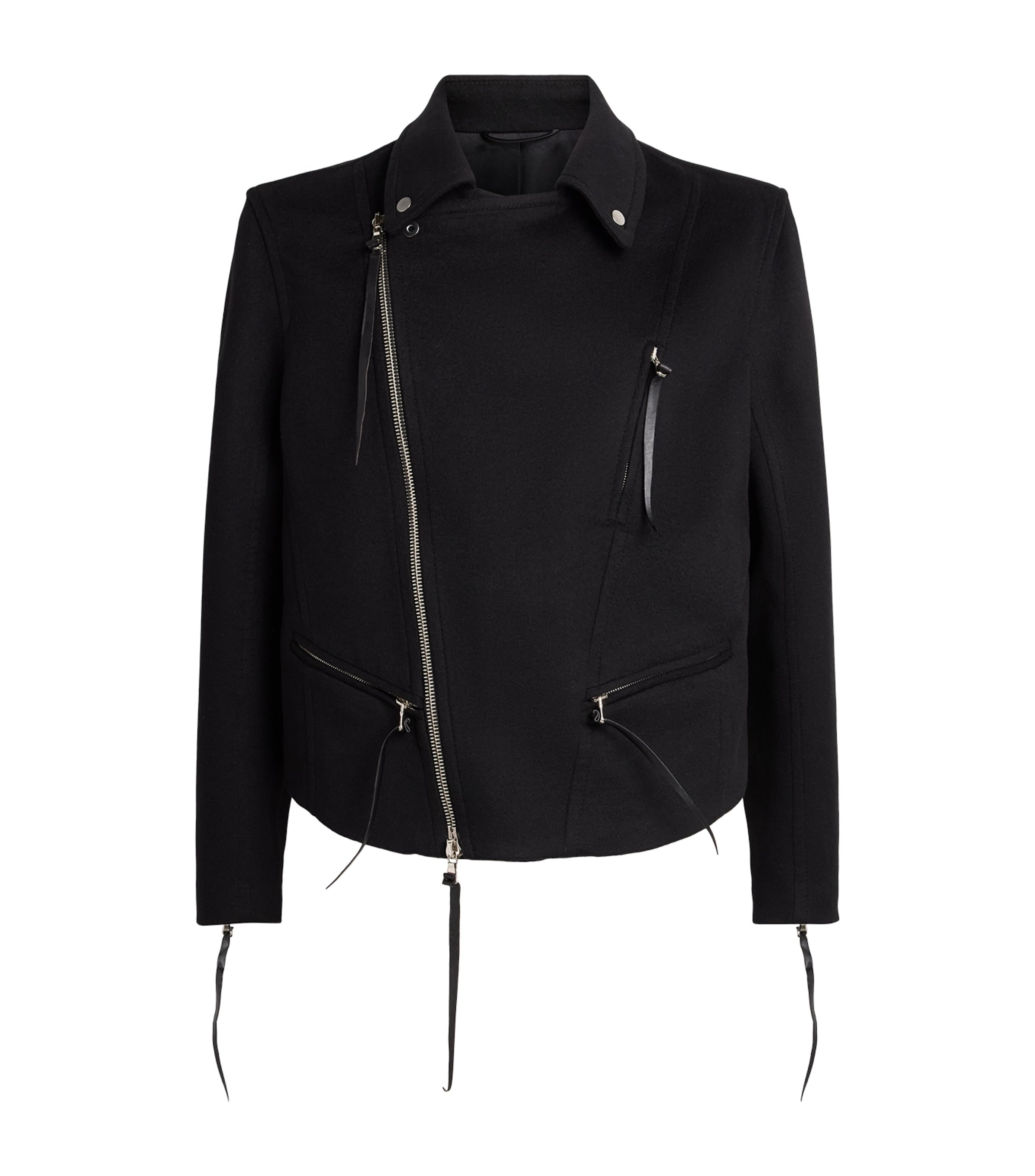 Alan Scott Mens Cashmere-Blend Biker Jacket Black Image 1