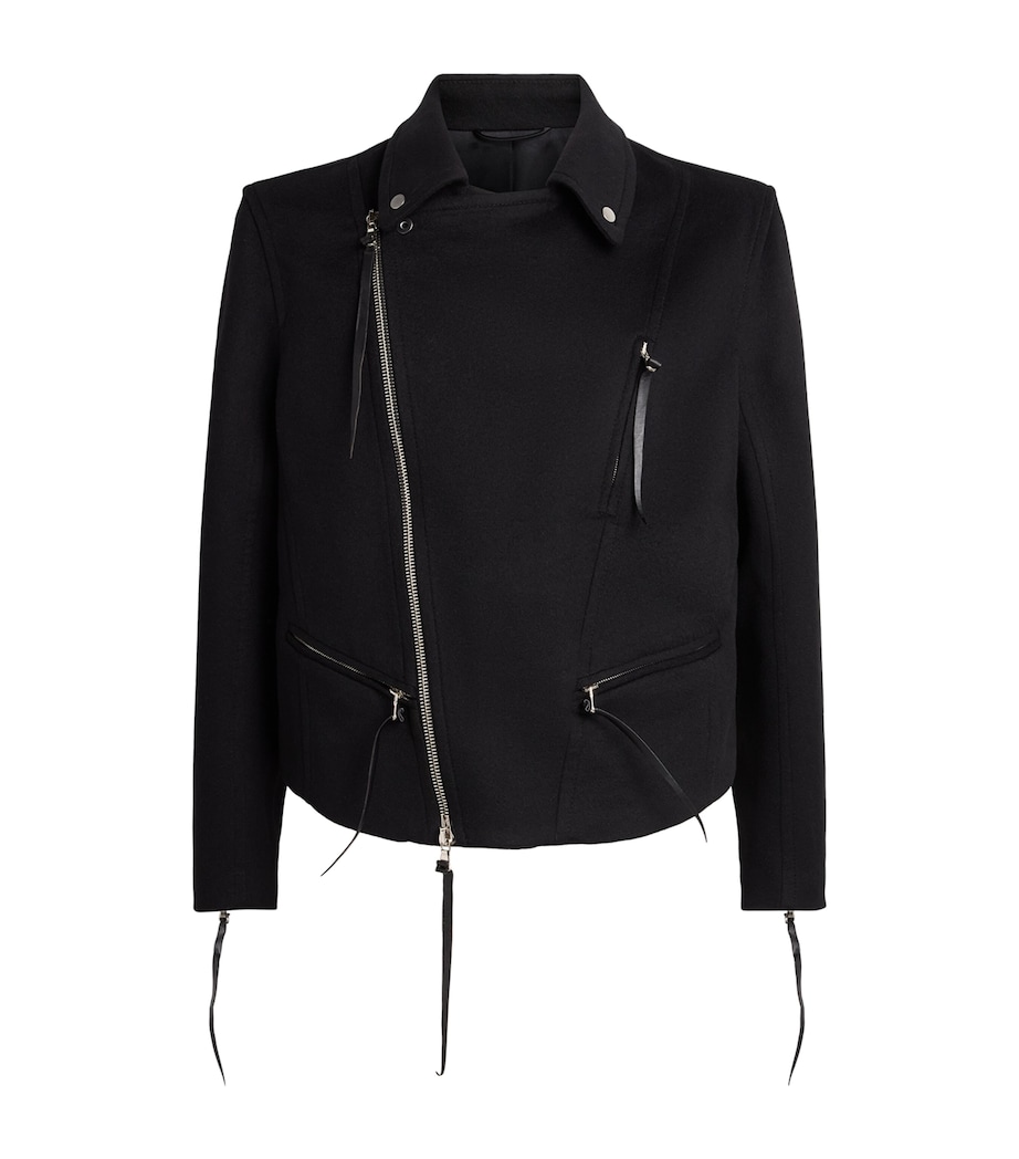 Alan Scott Mens Cashmere-Blend Biker Jacket Black Image 1