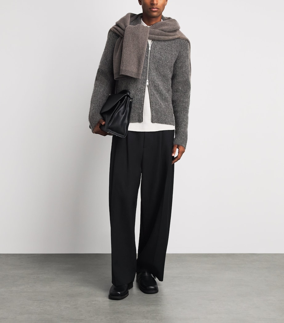 Samsøe Samsøe Mens Alpaca-Blend Sajob Zip-Up Cardigan Dark Grey Mel. Image 2