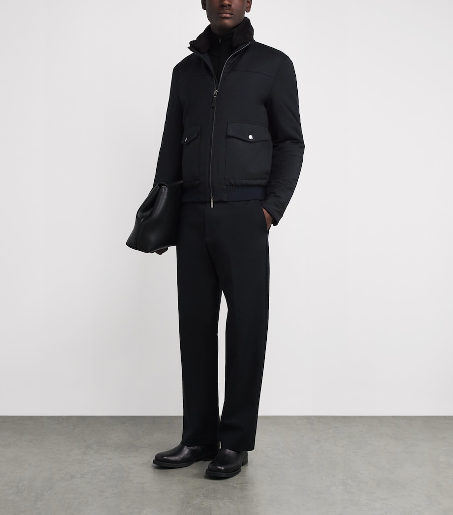 Wool-Blend Shearling-Collar Bomber Jacket 306 Image 2