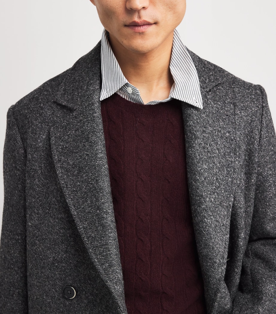 Wool-Cashmere Cable-Knit Sweater DARK RED Image 6
