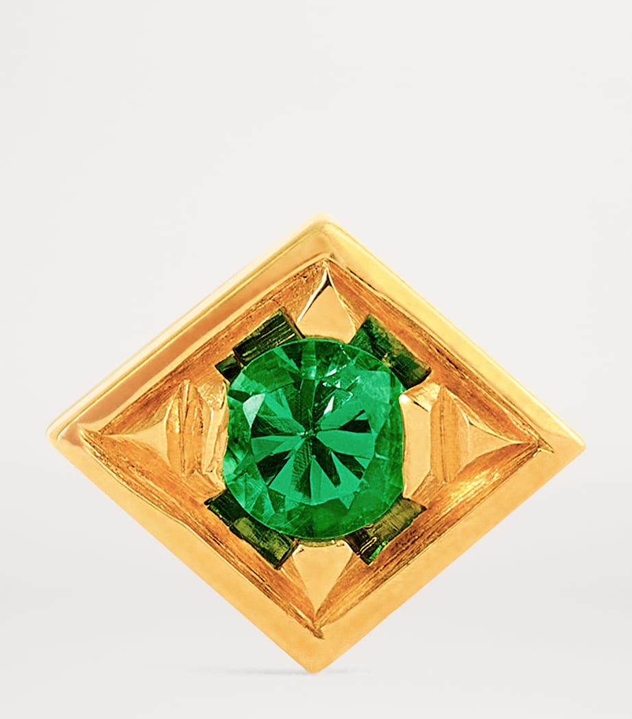 Yellow Gold and Emerald Lone Burst Single Stud Earring YELLOW GOLD Image 3