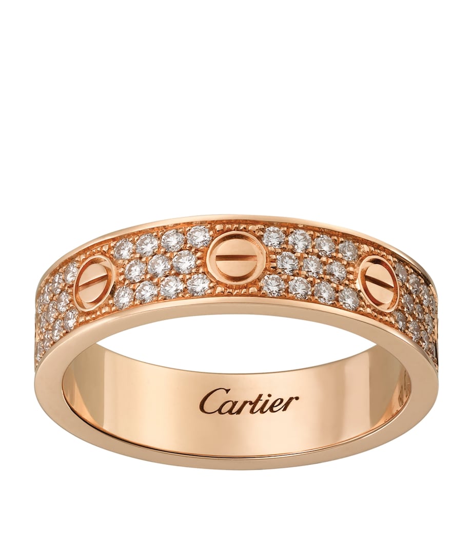 Rose Gold and Diamond-Paved LOVE Wedding Band MULTI Image 1