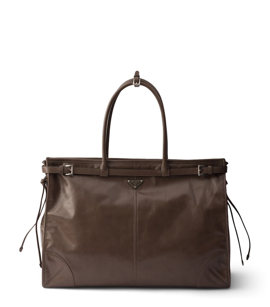 Prada Calfskin Bonnie Tote Bag Grey Image 1