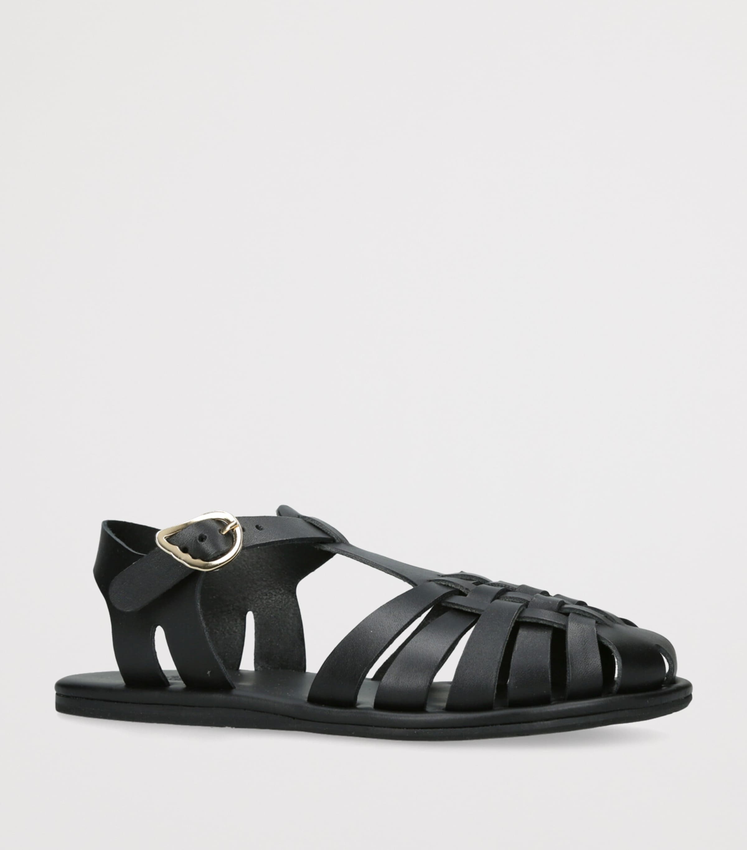 Leather Karina Fisherman Sandals BLACK Image 3