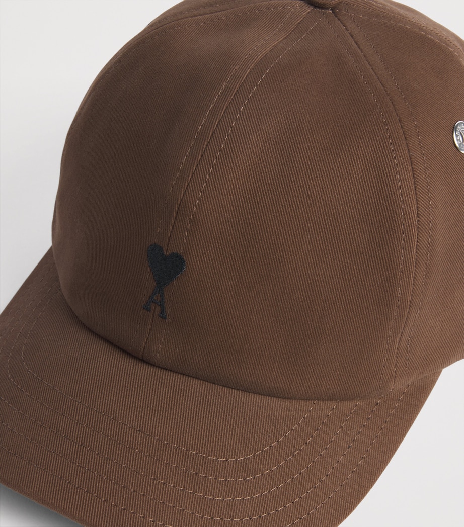 AMI Paris Embroidered Logo Baseball Cap Marron Chocolat Image 4