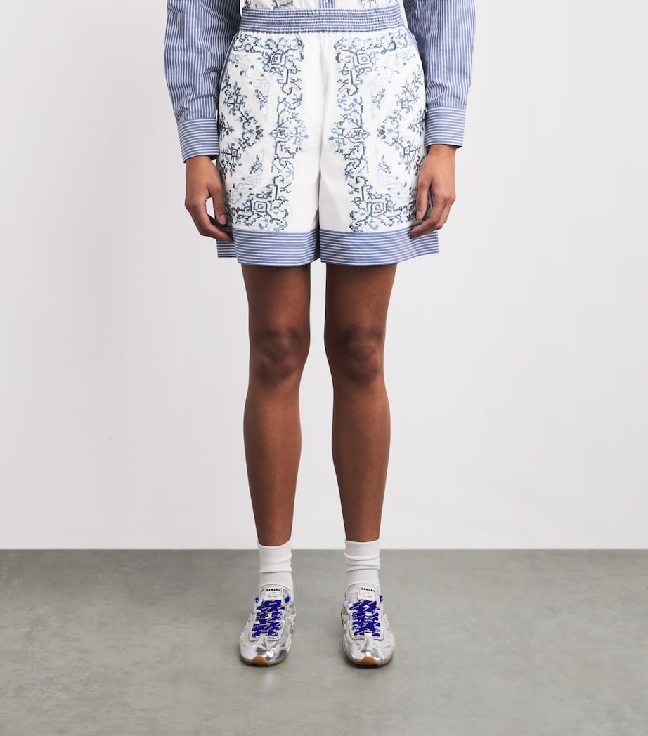 Claudie Pierlot Womens Cotton Cross-Stitch Shorts Dual Color Image 4