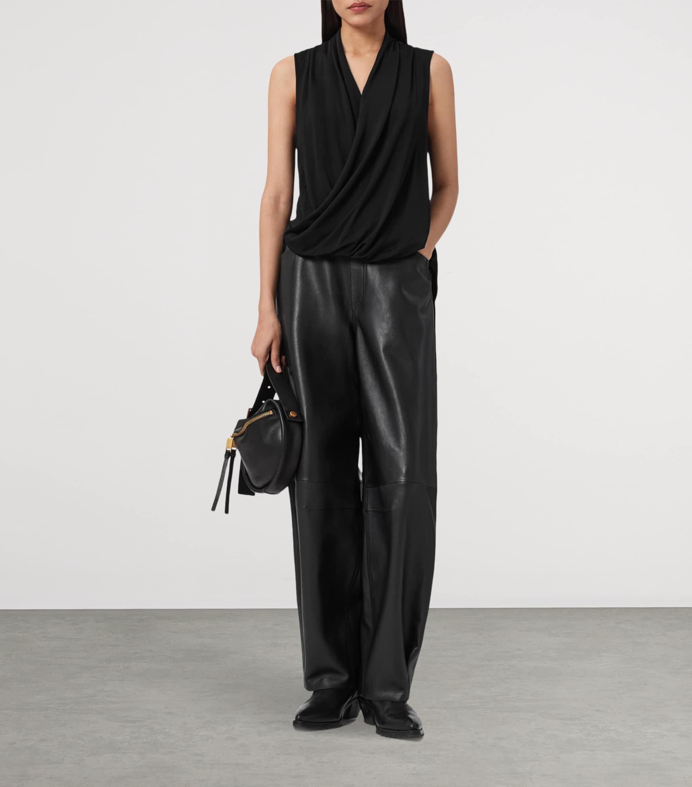 AllSaints Womens Draped Adaline Top Black Image 5