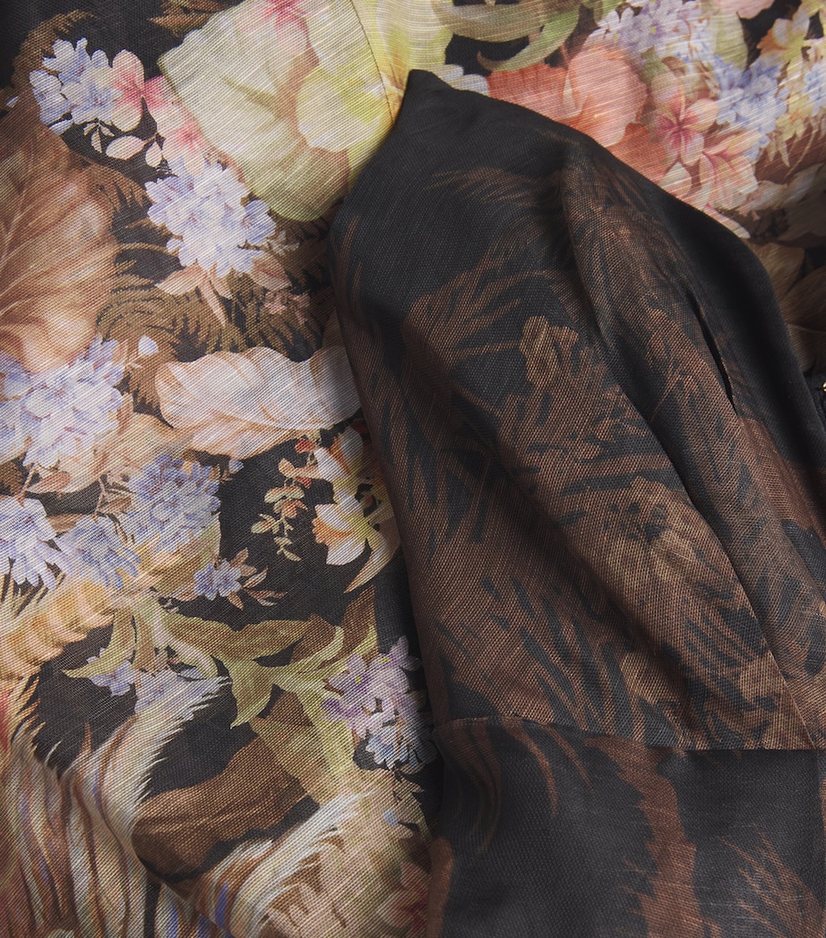 Linen-Silk Printed Midi Dress BLACK TROPICAL Image 5