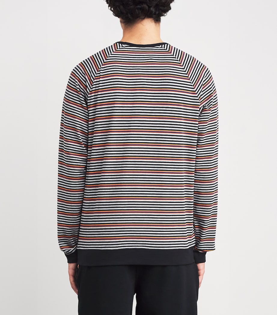 Stretch-Cotton Artist Stripe Hoxton Lounge T-Shirt BLACK Image 4