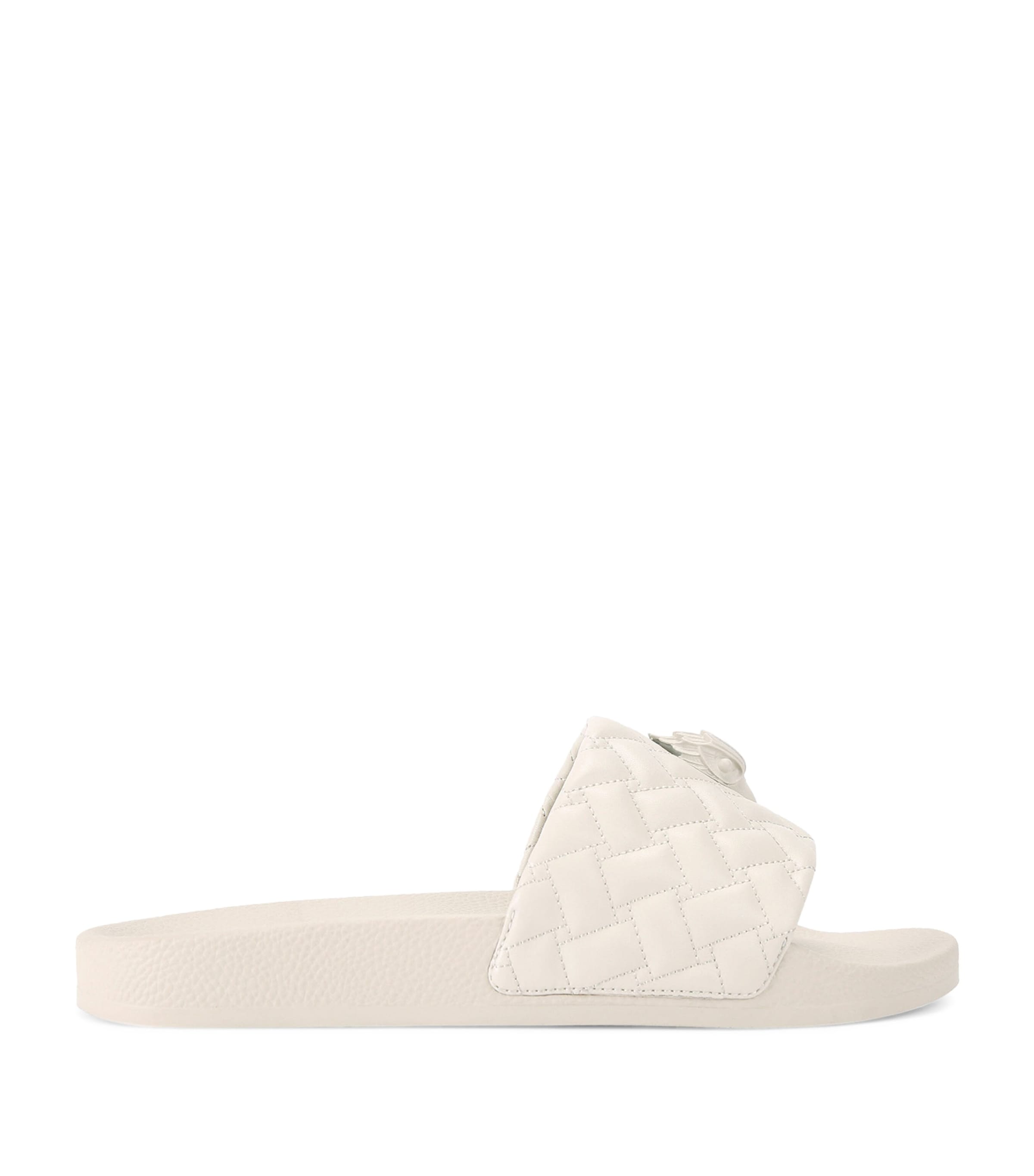Kurt Geiger Quilted Meena Eagle Slides In Beige