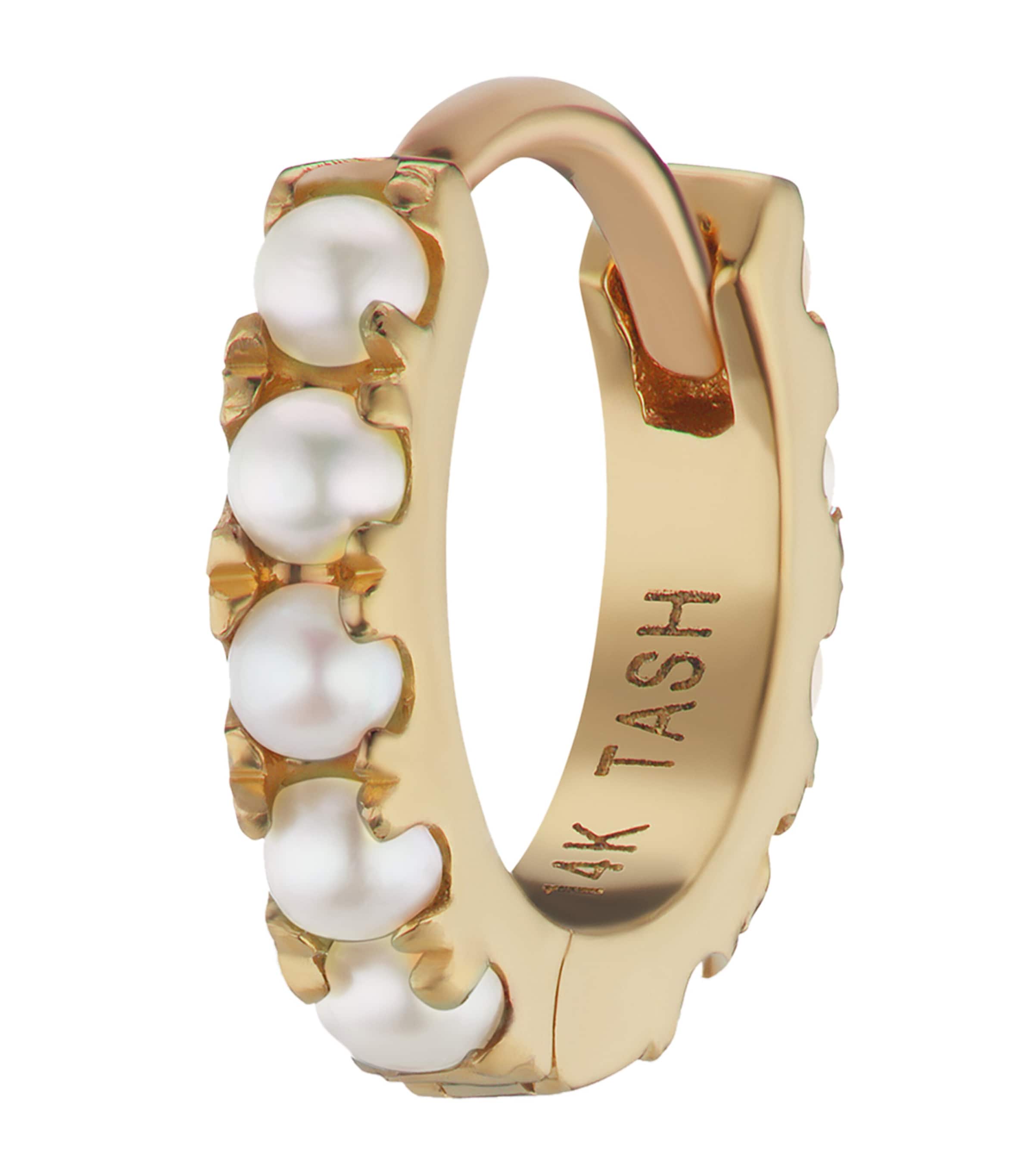 Maria Tash Yellow Gold Pearl Eternity Hoop Earring (6.5mm) Yellow Gold Image 1