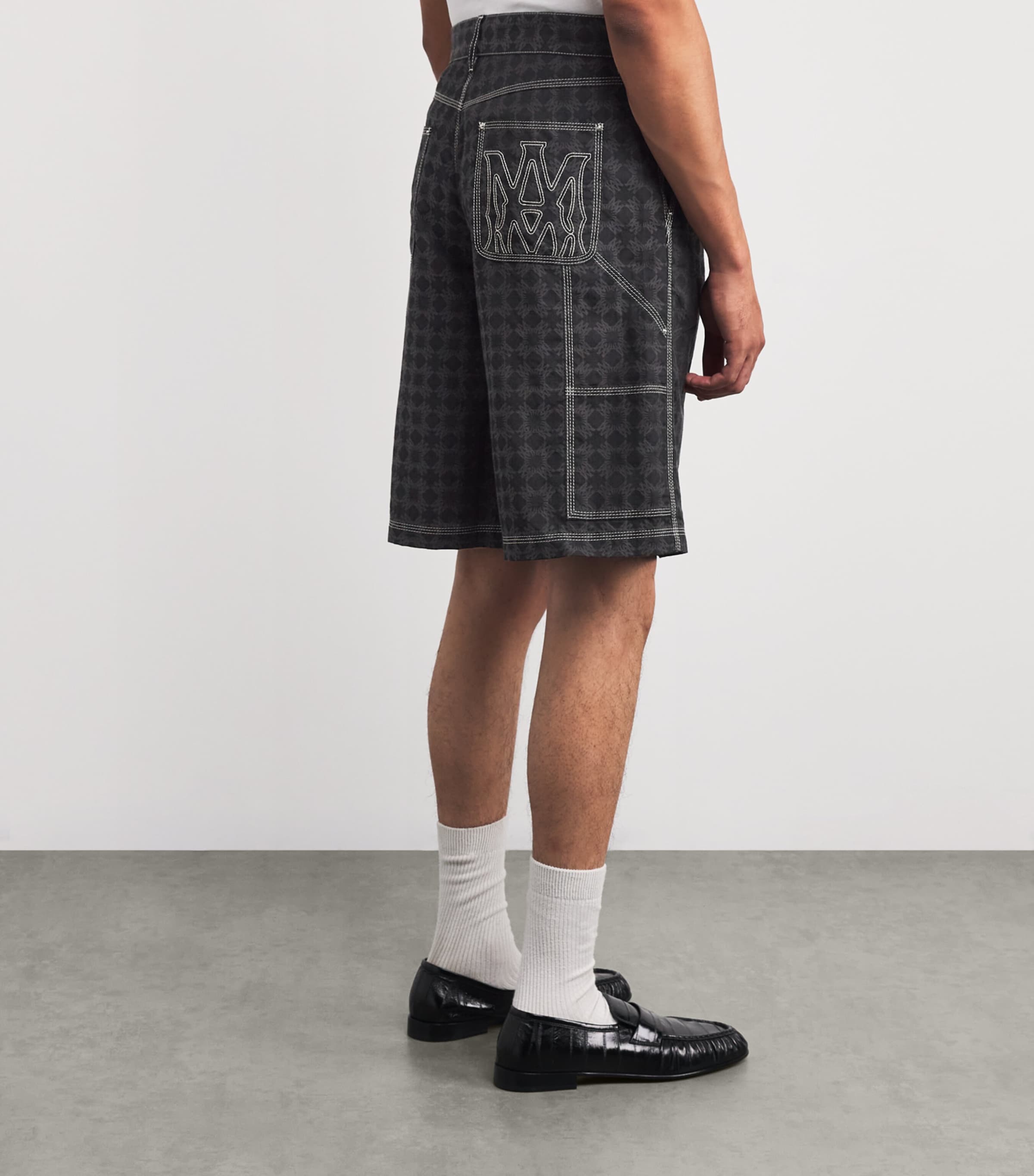 AMIRI Mens Cotton-Linen MA Quad Shorts Black Image 4