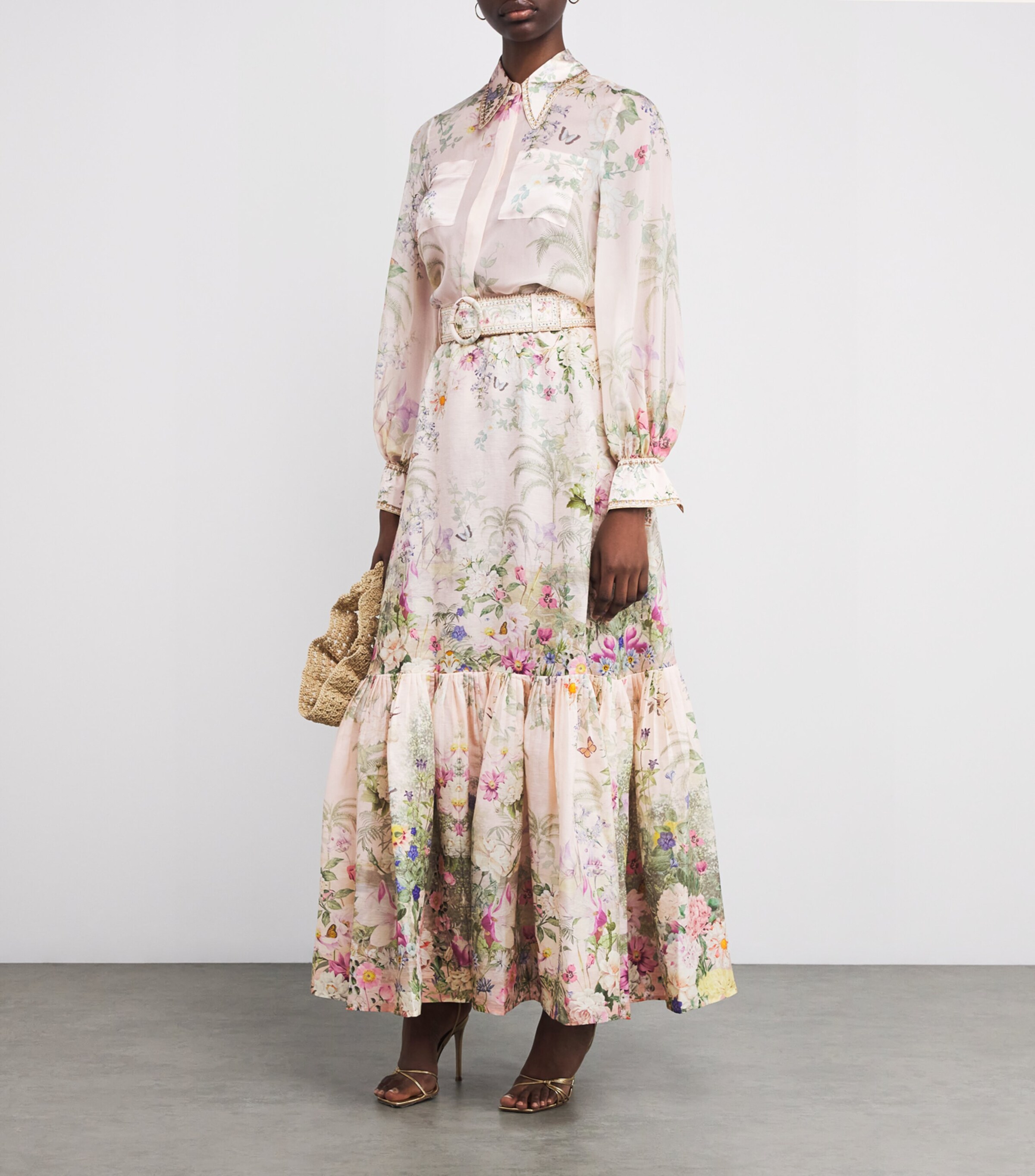 Linen-Silk Belted Maxi Skirt PLCIPLAY Image 2